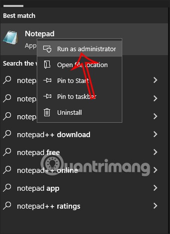 Chỉnh sửa file hosts với quyền Administrator