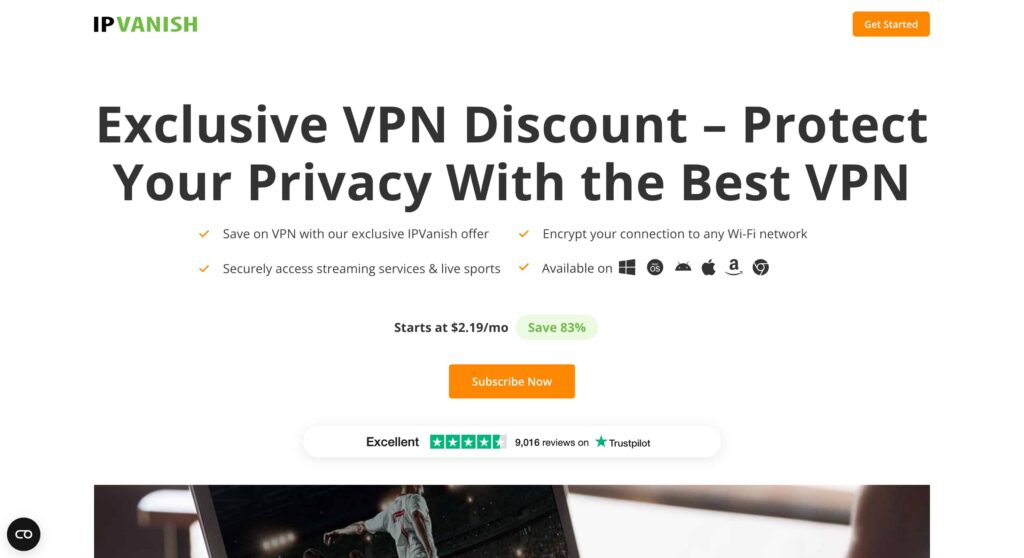 Ví dụ về quảng cáo VPN popunder