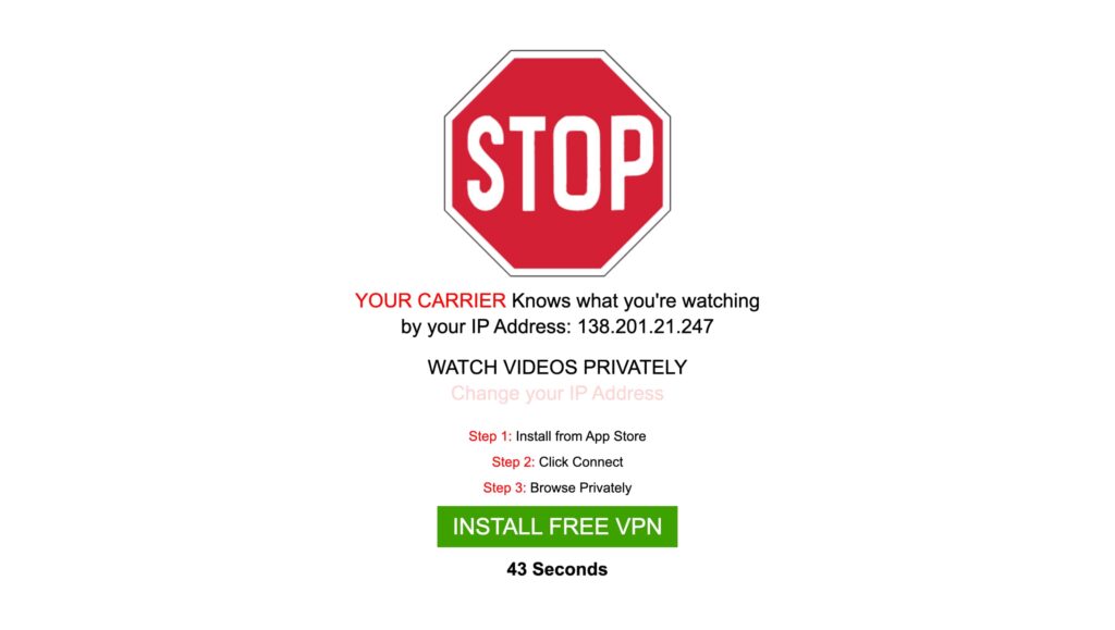 Ví dụ về VPN popunder