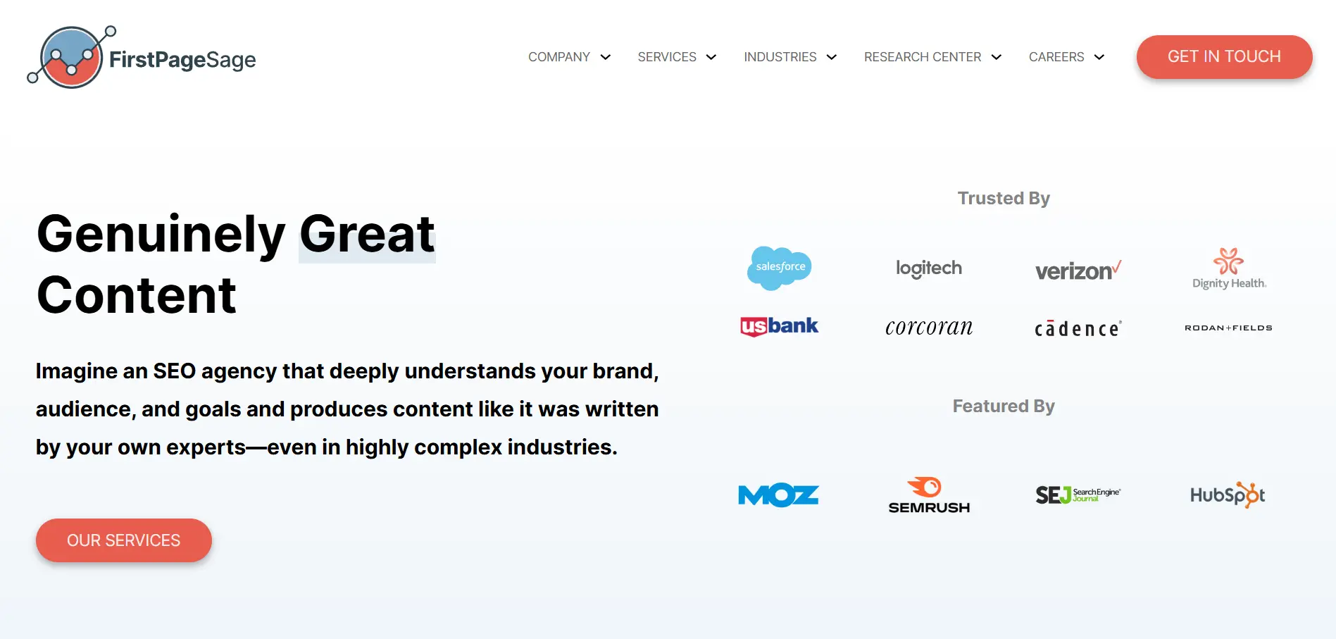 First Page Sage website homepage