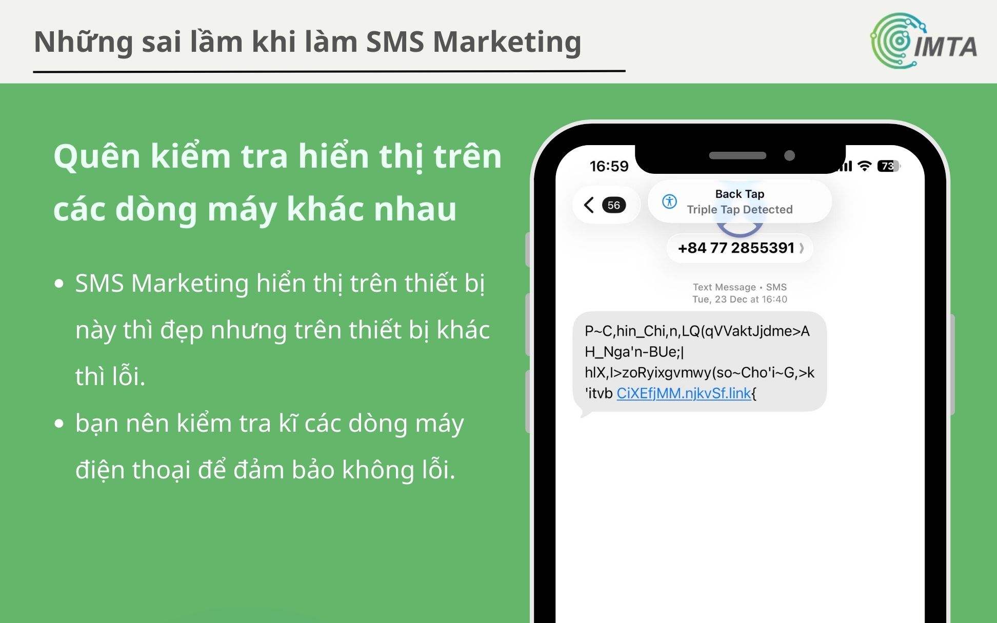sai lầm khi làm SMS Marketing khi quên kiểm tra hiện thị trên các dòng máy khác nhau