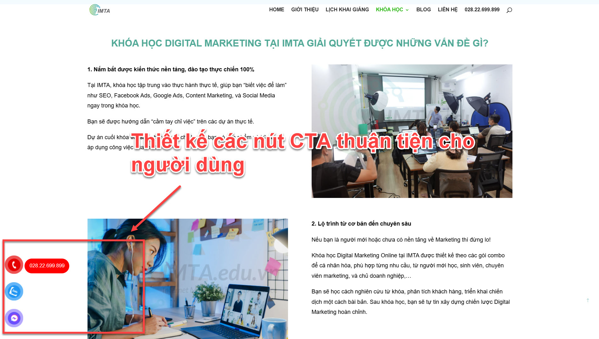 Thiết kế các nút CTA thuận tiện cho người dùng